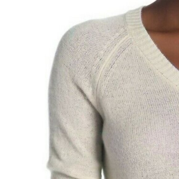 Minnie Rose Cashmere Cream Coloured V Neck Sweater Size Small - Picture 3 of 7